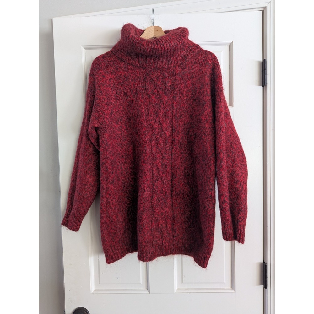 Vintage Womens Knit Concepts Mohair Blend Turtleneck Sweater RED Size XL X Large